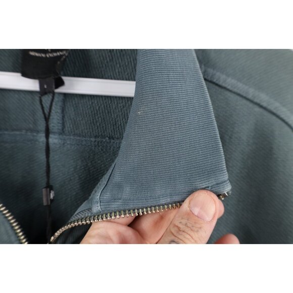 New Armani Exchange Mens Large Spell Out Full Zip Terry Cloth Sweatshirt Teal - Picture 8 of 16